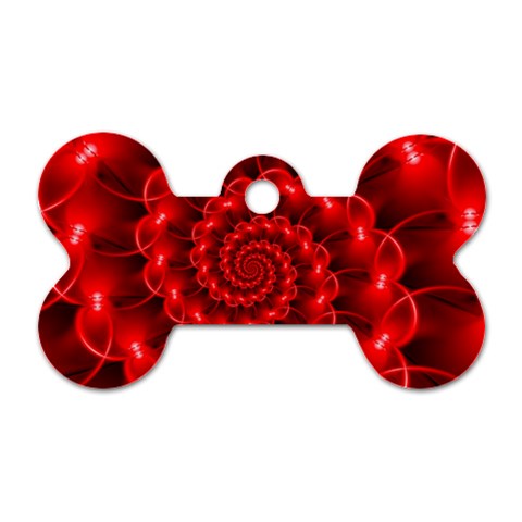 Glossy Red Spiral Fractal Dog Tag Bone (One Side) from ArtsNow.com Front