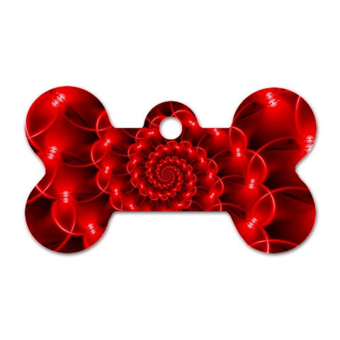 Glossy Red Spiral Fractal Dog Tag Bone (Two Sides) from ArtsNow.com Front