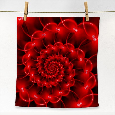 Glossy Red Spiral Fractal Face Towel from ArtsNow.com Front