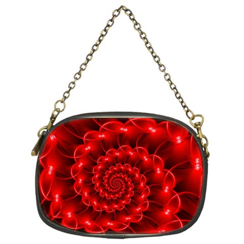 Glossy Red Spiral Fractal Chain Purse (One Side) from ArtsNow.com Front