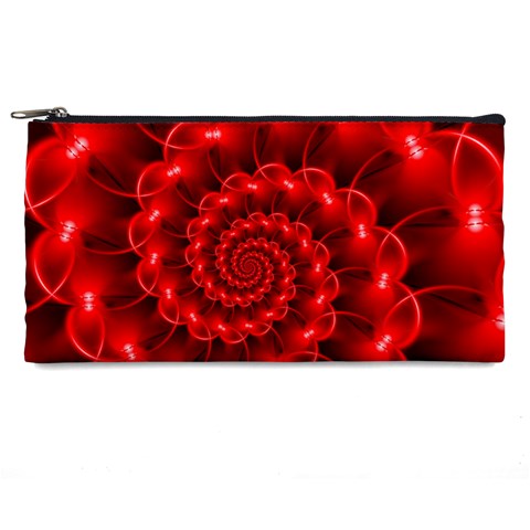 Glossy Red Spiral Fractal Pencil Case from ArtsNow.com Front