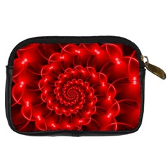 Glossy Red Spiral Fractal Digital Camera Leather Case from ArtsNow.com Back