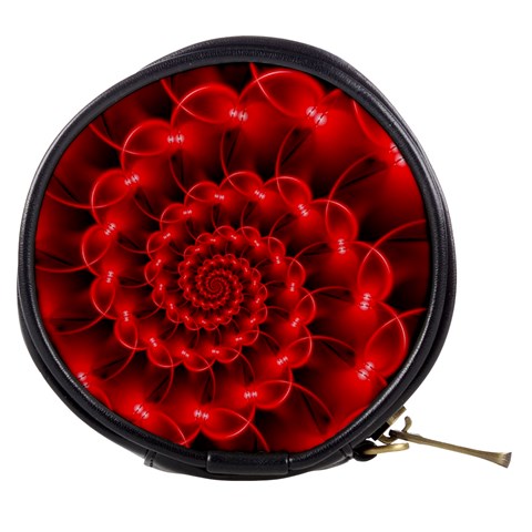 Glossy Red Spiral Fractal Mini Makeup Bag from ArtsNow.com Front