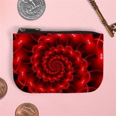 Glossy Red Spiral Fractal Mini Coin Purse from ArtsNow.com Front