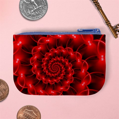 Glossy Red Spiral Fractal Mini Coin Purse from ArtsNow.com Back