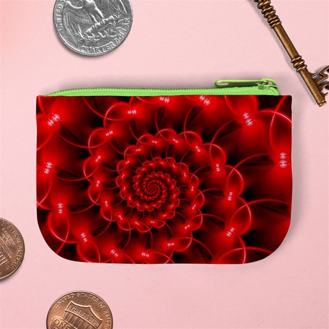 Glossy Red Spiral Fractal Mini Coin Purse from ArtsNow.com Back