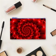 Glossy Red Spiral Fractal Cosmetic Bag (Small) from ArtsNow.com Front