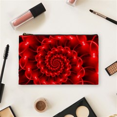 Glossy Red Spiral Fractal Cosmetic Bag (Medium) from ArtsNow.com Front