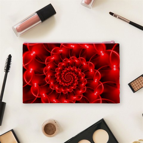 Glossy Red Spiral Fractal Cosmetic Bag (Medium) from ArtsNow.com Back