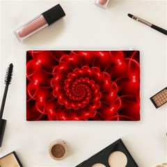 Glossy Red Spiral Fractal Cosmetic Bag (Medium) from ArtsNow.com Back