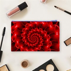 Glossy Red Spiral Fractal Cosmetic Bag (Medium) from ArtsNow.com Back