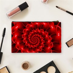 Glossy Red Spiral Fractal Cosmetic Bag (Medium) from ArtsNow.com Back