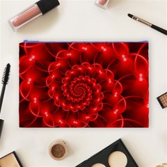 Glossy Red Spiral Fractal Cosmetic Bag (Large) from ArtsNow.com Front