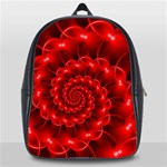 Glossy Red Spiral Fractal School Bag (Large)