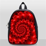 Glossy Red Spiral Fractal School Bag (Small)