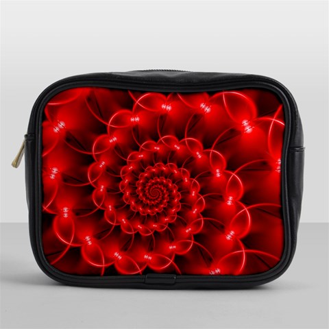 Glossy Red Spiral Fractal Mini Toiletries Bag (One Side) from ArtsNow.com Front