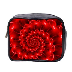 Glossy Red Spiral Fractal Mini Toiletries Bag (Two Sides) from ArtsNow.com Front