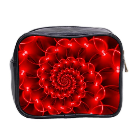 Glossy Red Spiral Fractal Mini Toiletries Bag (Two Sides) from ArtsNow.com Back