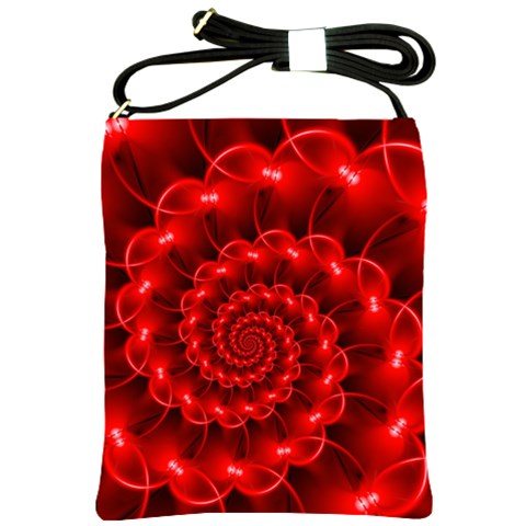 Glossy Red Spiral Fractal Shoulder Sling Bag from ArtsNow.com Front