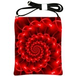 Glossy Red Spiral Fractal Shoulder Sling Bag