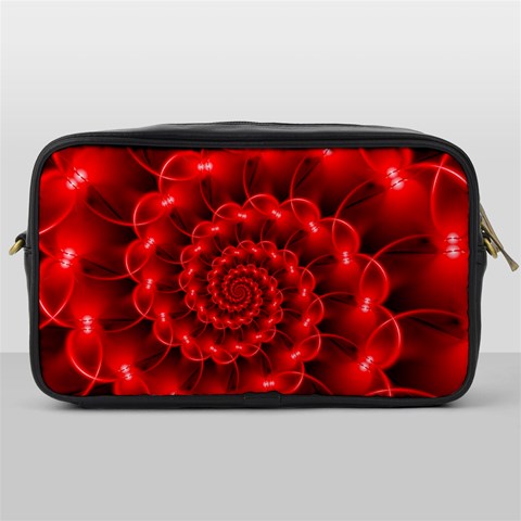 Glossy Red Spiral Fractal Toiletries Bag (One Side) from ArtsNow.com Front