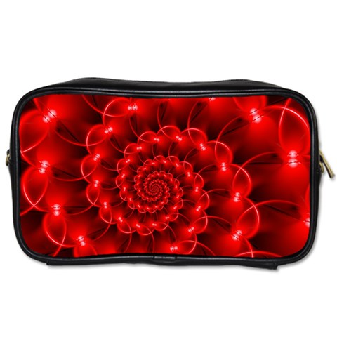 Glossy Red Spiral Fractal Toiletries Bag (Two Sides) from ArtsNow.com Front