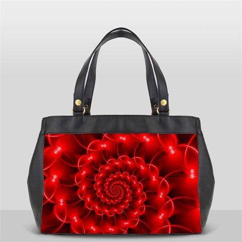 Glossy Red Spiral Fractal Oversize Office Handbag from ArtsNow.com Front