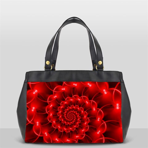 Glossy Red Spiral Fractal Oversize Office Handbag (2 Sides) from ArtsNow.com Front