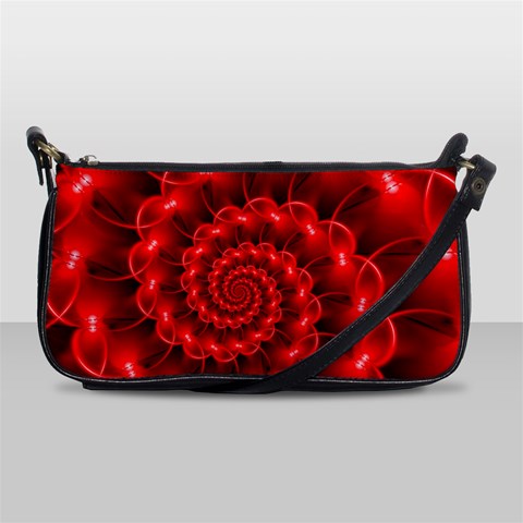 Glossy Red Spiral Fractal Shoulder Clutch Bag from ArtsNow.com Front