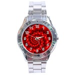 Glossy Red Spiral Fractal Stainless Steel Analogue Watch