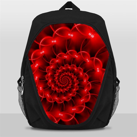 Glossy Red Spiral Fractal Backpack Bag from ArtsNow.com Front