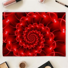 Glossy Red Spiral Fractal Cosmetic Bag (XXXL) from ArtsNow.com Front