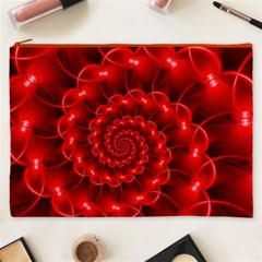 Glossy Red Spiral Fractal Cosmetic Bag (XXXL) from ArtsNow.com Front