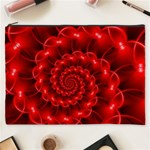 Glossy Red Spiral Fractal Cosmetic Bag (XXXL)