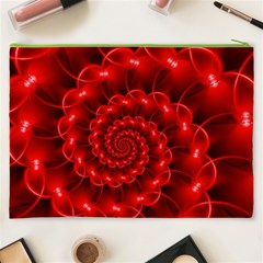 Glossy Red Spiral Fractal Cosmetic Bag (XXXL) from ArtsNow.com Back