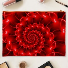 Glossy Red Spiral Fractal Cosmetic Bag (XXXL) from ArtsNow.com Back