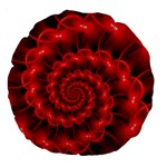 Glossy Red Spiral Fractal Large 18  Premium Round Cushion 