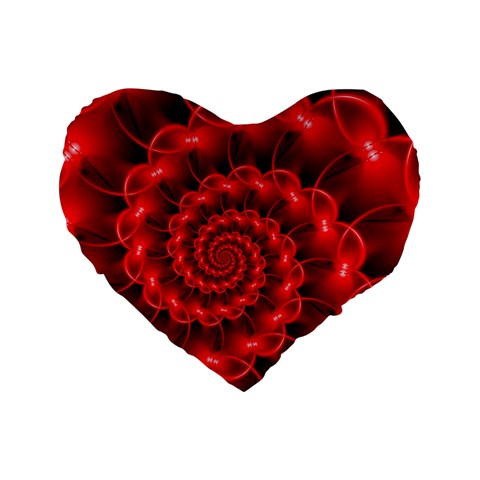 Glossy Red Spiral Fractal Standard 16  Premium Heart Shape Cushion  from ArtsNow.com Front