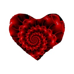 Glossy Red Spiral Fractal Standard 16  Premium Heart Shape Cushion  from ArtsNow.com Front