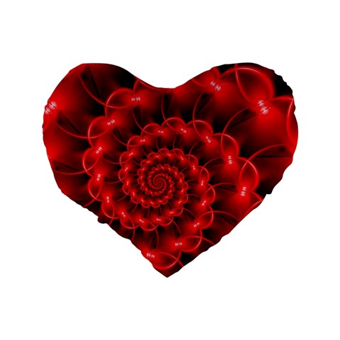 Glossy Red Spiral Fractal Standard 16  Premium Heart Shape Cushion  from ArtsNow.com Back