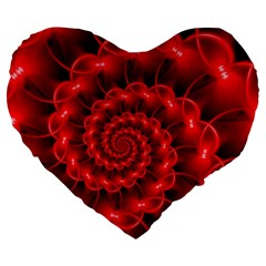 Glossy Red Spiral Fractal Large 19  Premium Heart Shape Cushion from ArtsNow.com Front