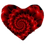 Glossy Red Spiral Fractal Large 19  Premium Heart Shape Cushion