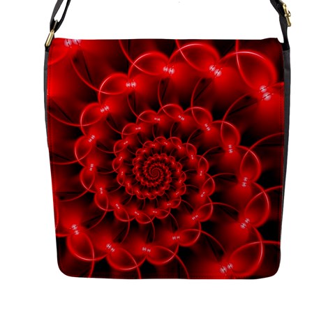 Glossy Red Spiral Fractal Flap Closure Messenger Bag (L) from ArtsNow.com Front