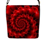 Glossy Red Spiral Fractal Flap Closure Messenger Bag (L)