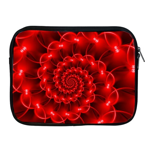 Glossy Red Spiral Fractal Apple iPad 2/3/4 Zipper Case from ArtsNow.com Front