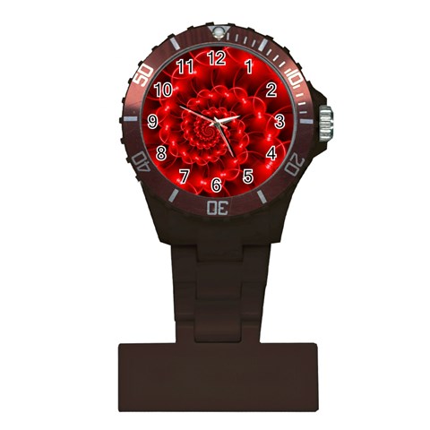 Glossy Red Spiral Fractal Plastic Nurses Watch from ArtsNow.com Front