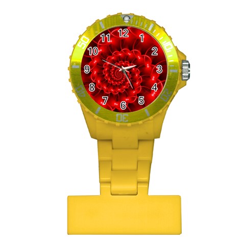 Glossy Red Spiral Fractal Plastic Nurses Watch from ArtsNow.com Front