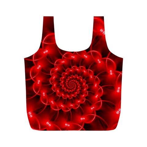 Glossy Red Spiral Fractal Full Print Recycle Bag (M) from ArtsNow.com Front