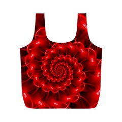 Glossy Red Spiral Fractal Full Print Recycle Bag (M) from ArtsNow.com Front