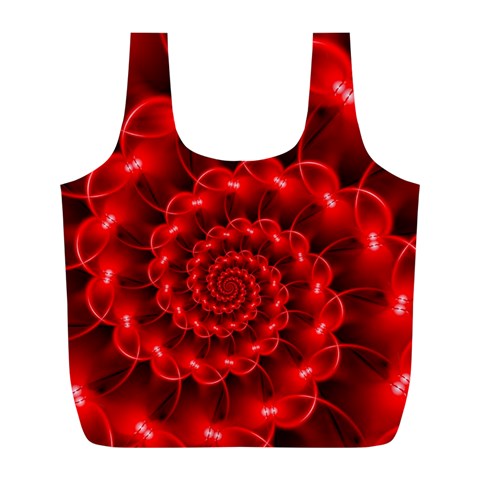 Glossy Red Spiral Fractal Full Print Recycle Bag (L) from ArtsNow.com Front